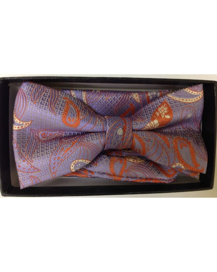 Men's Multi Paisley AND Checked Bow Tie - Purple/Gold/Rust