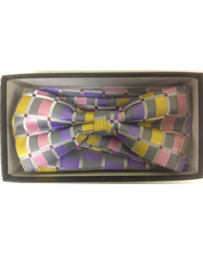 Men's Multicolor Xtreme Fashion Checked Bow Tie - Significant Silver