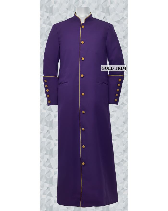162 M. Men's Clergy/Pastor Robe - Purple/Gold Trim