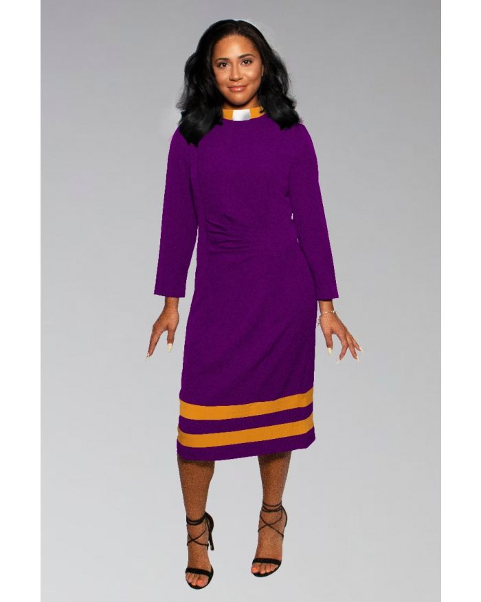 Modern Priest dress in purple and gold