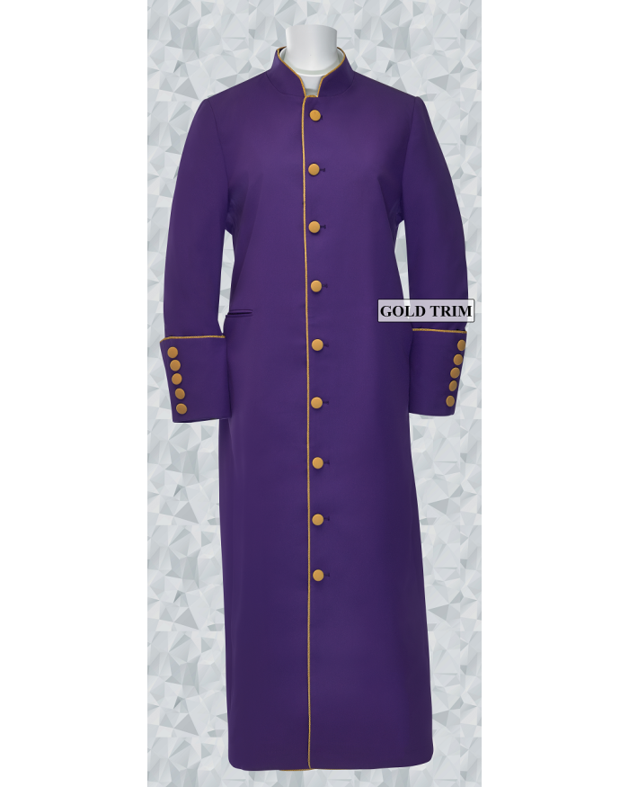 162 W. Women's Clergy/Pastor Robe - Purple/Gold Trim