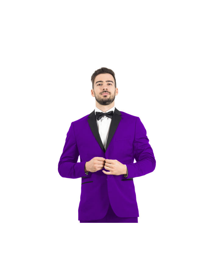 Purple Men's 2-Button Tuxedo - Purple with Black Lapel