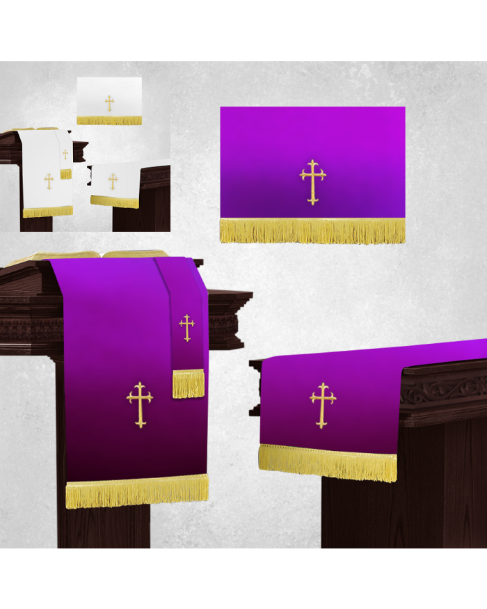 White and Purple Altar Parament Sets and Pulpit Scarf