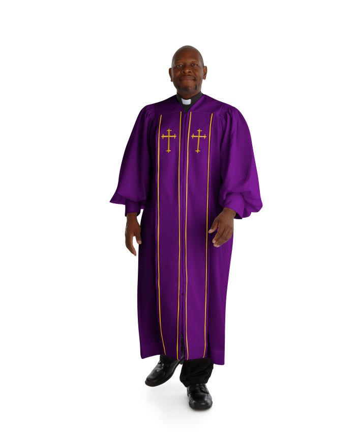 931 P. Men's & Women's Clergy Robe - Purple/Gold