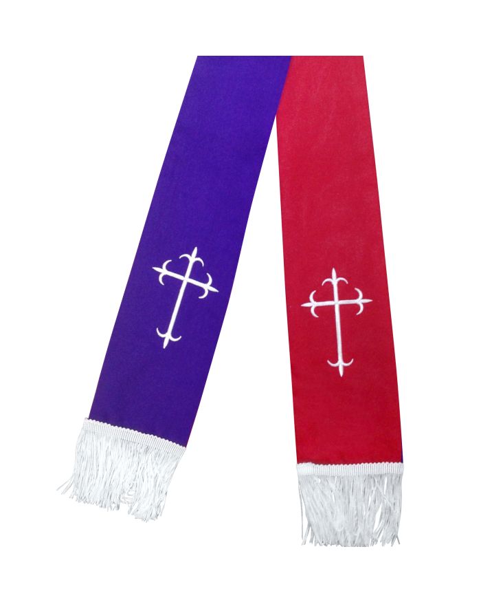 Reversible Clergy Stole - Red/White AND Purple/White