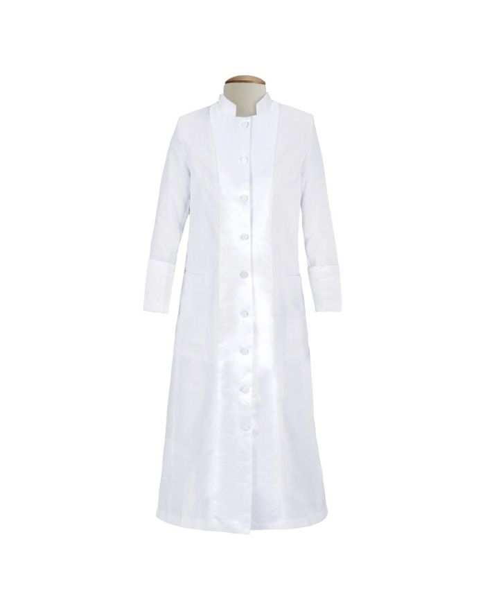 127 W. Women's Pastor/Clergy Robe with Satin - White/White