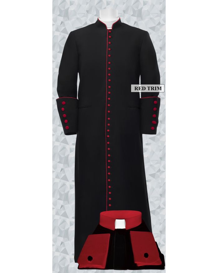 252 M. Men's Roman Cassock & Custom Shirt Package Black/Red