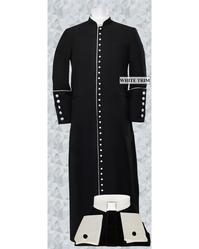 251 M. Men's Roman Cassock & Custom Shirt Package Black/White
