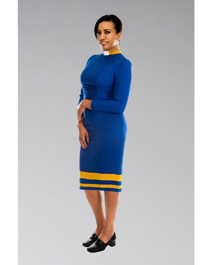 House Clergy Female Dress in Royal and Gold