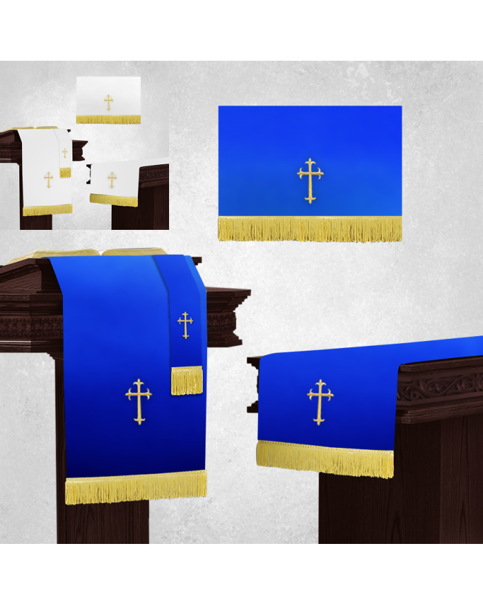 Reversible White and Royal Blue Church Parament Set