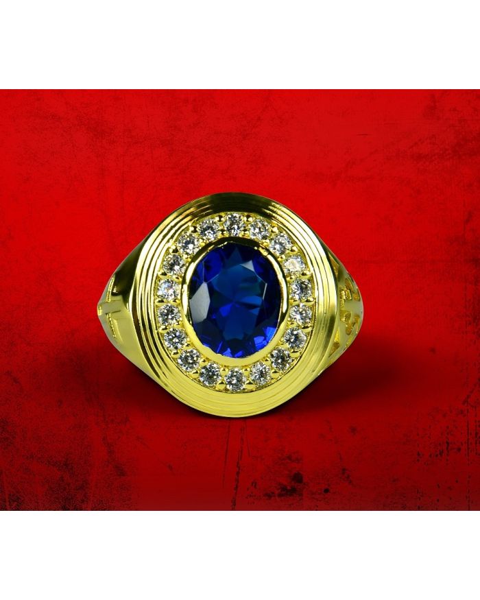 Mens Premium Clergy Ring with Royal Stone - Gold w/ Royal