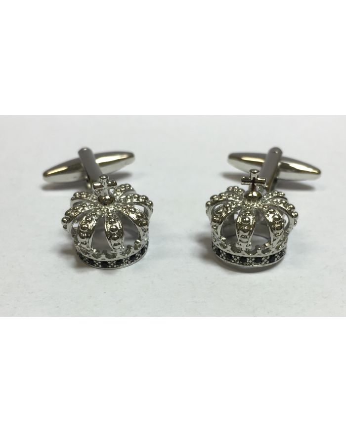 Silver Religious Superior Crown Cross Cufflinks 