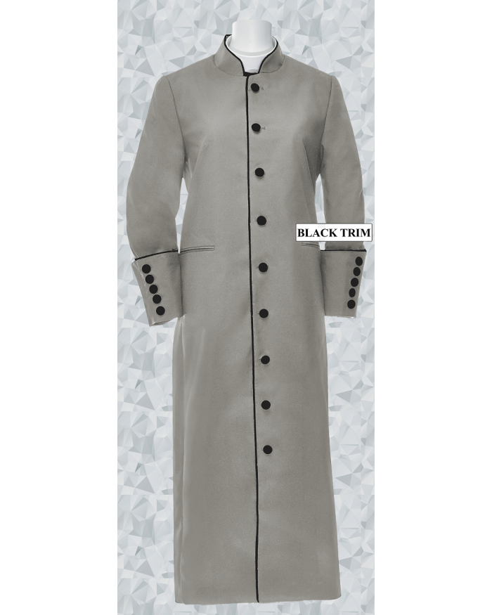 165 W. Women's Clergy/Pastor Robe Silver/Black Trim