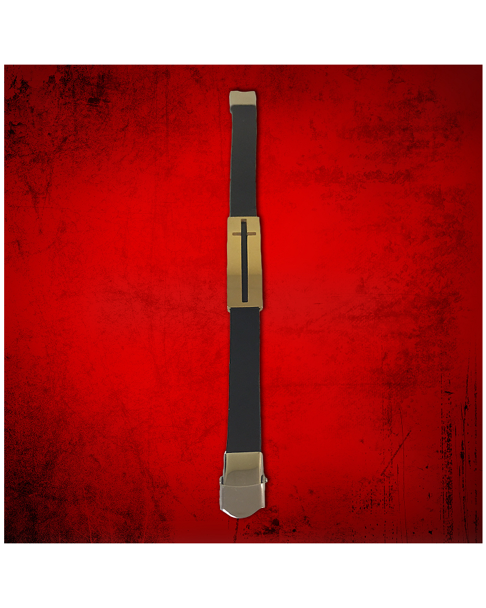 Cross Bracelet Black with Gold Slidable Cross 