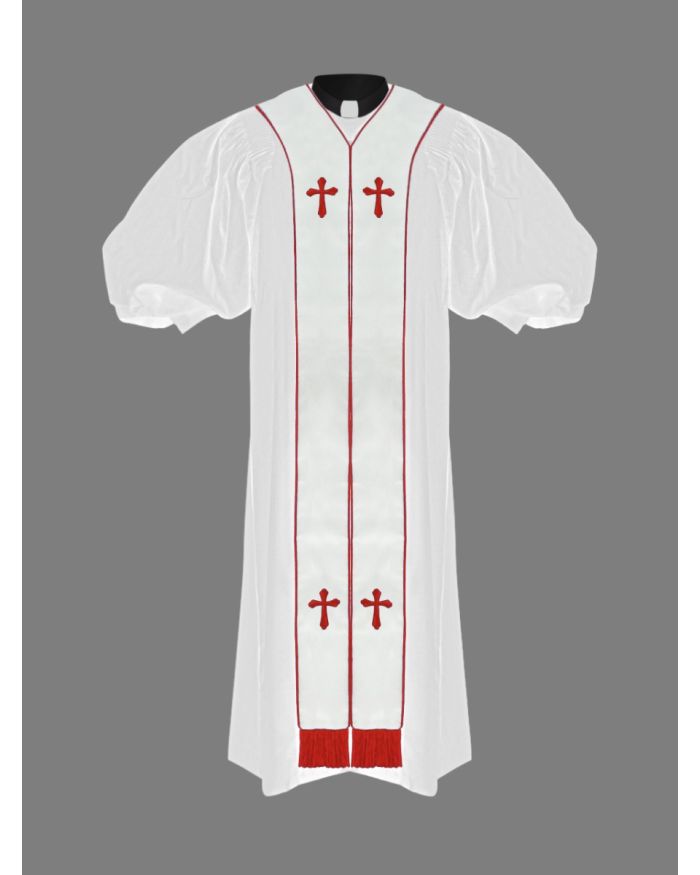 Pulpit Clergy Robe in White and Red