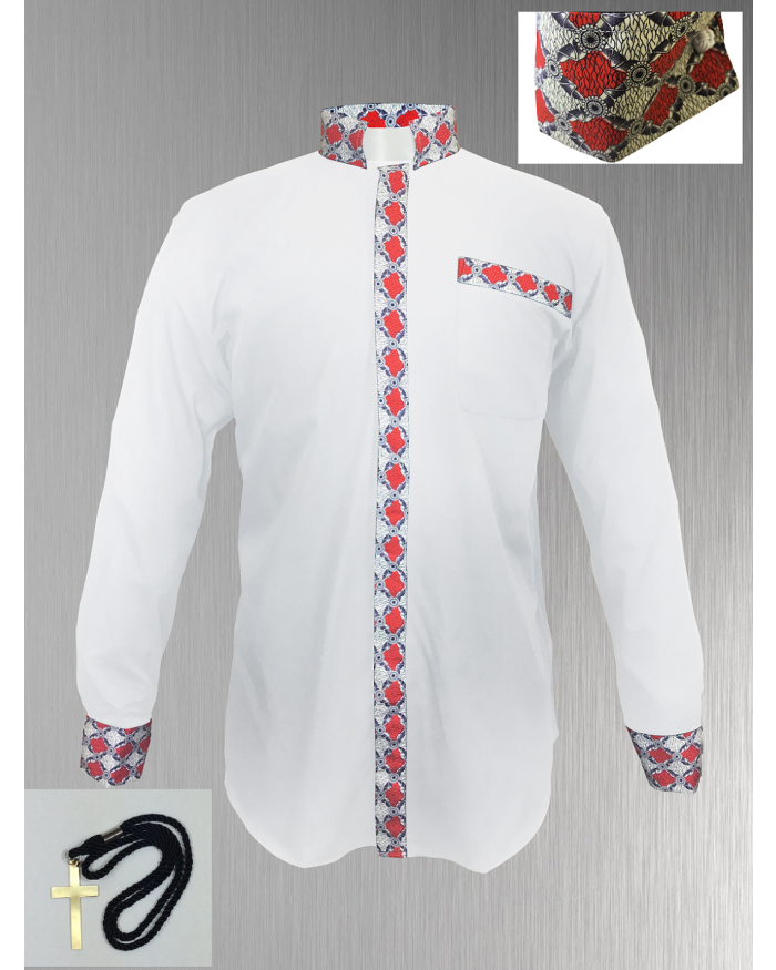 145. Custom Edition Meraki Argyle Men’s Tab Collar Clergy Shirt Set - White