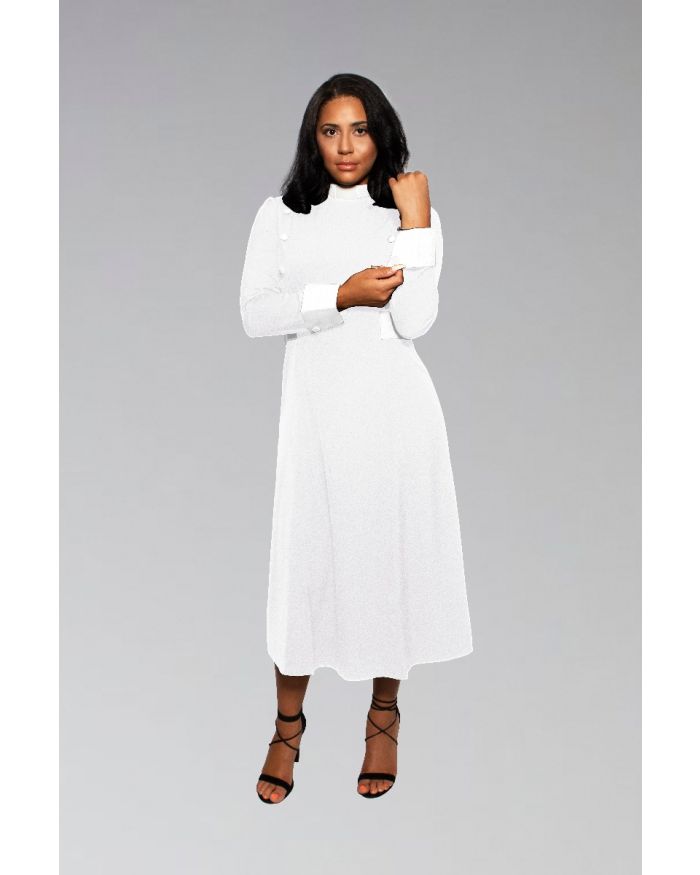 Solid White Dress for Female Clergy 