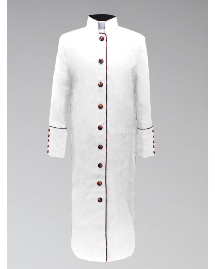 *Featured* Women's Clergy Robe - White with African Kente Cloth TRIM