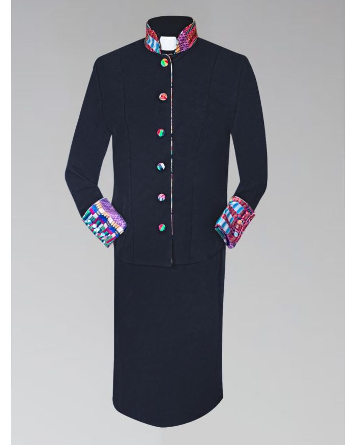 Women's Clergy Suit with Modern African Kwangali Kente Fabric