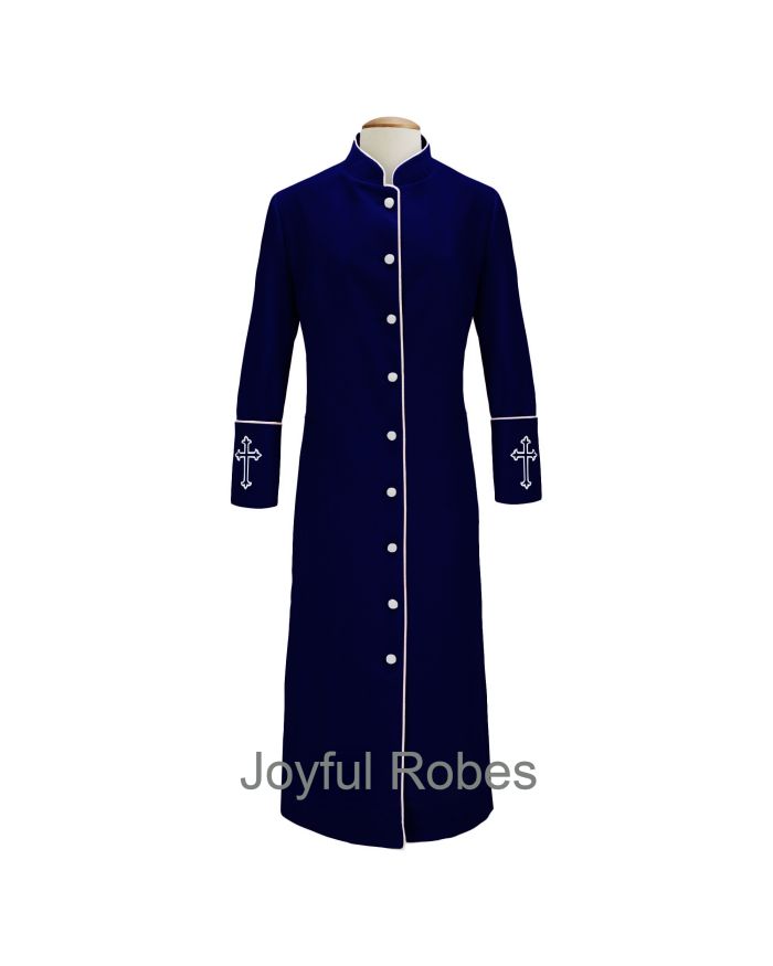 206 W. Women's Clergy/Pastor Robe Navy/White Design