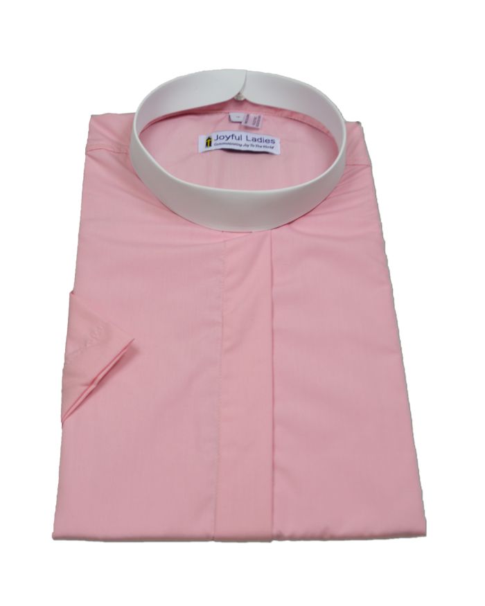 679. Women's Short-Sleeve (Banded) Full-Collar Clergy Shirt - Pink
