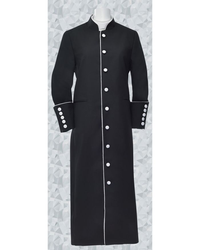 151 W. Women's Clergy Robe Black/White Trim