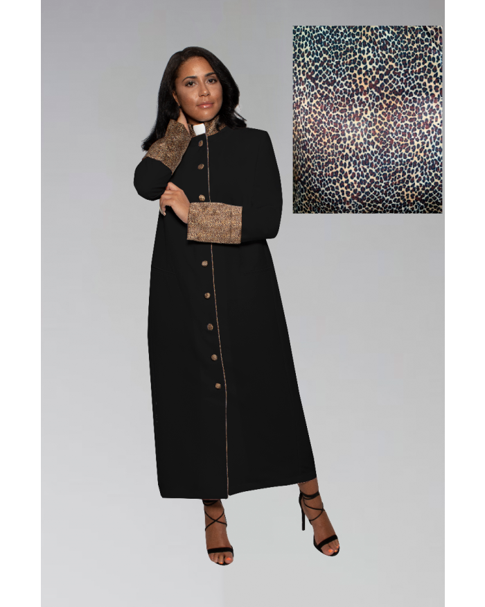 Suit Avenue Exclusive Women's Clergy Robe - Black with Exotic Print