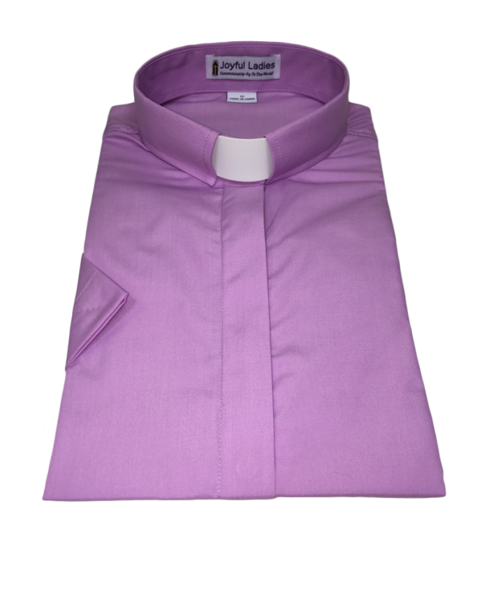 567. Women's Short-Sleeve Tab-Collar Clergy Shirt - Lavender