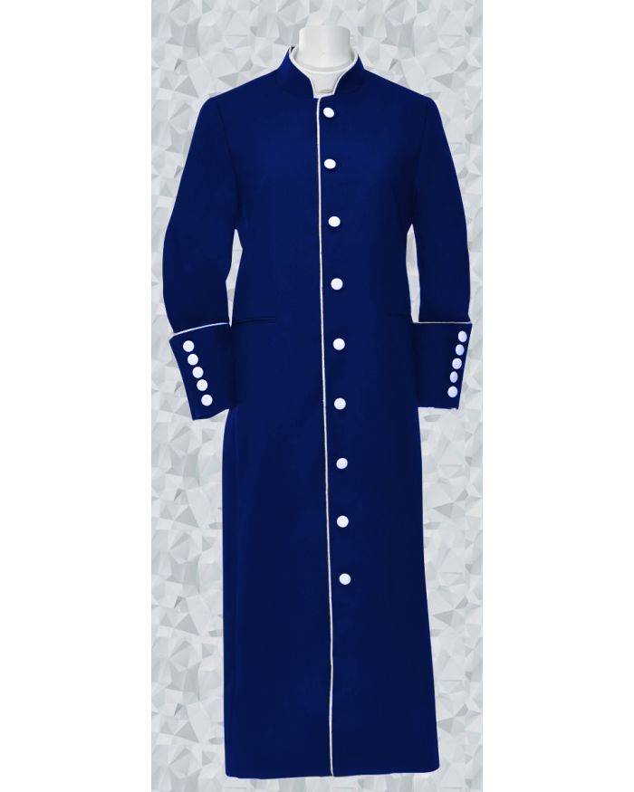 155 W. Women's Clergy/Pastor Robe - Navy/White Trim