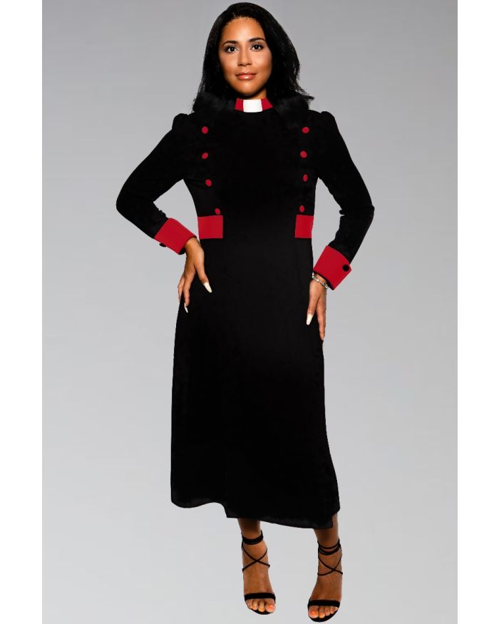 Designer Black Clergy Dresses with red contrast 