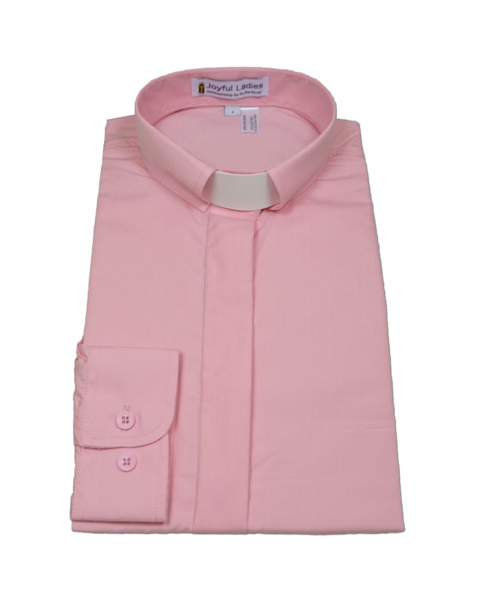 529. Women's Long-Sleeve Tab-Collar Clergy Shirt - Pink