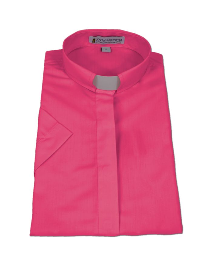565. Women's Short-Sleeve Tab-Collar Clergy Shirt - Fuchsia