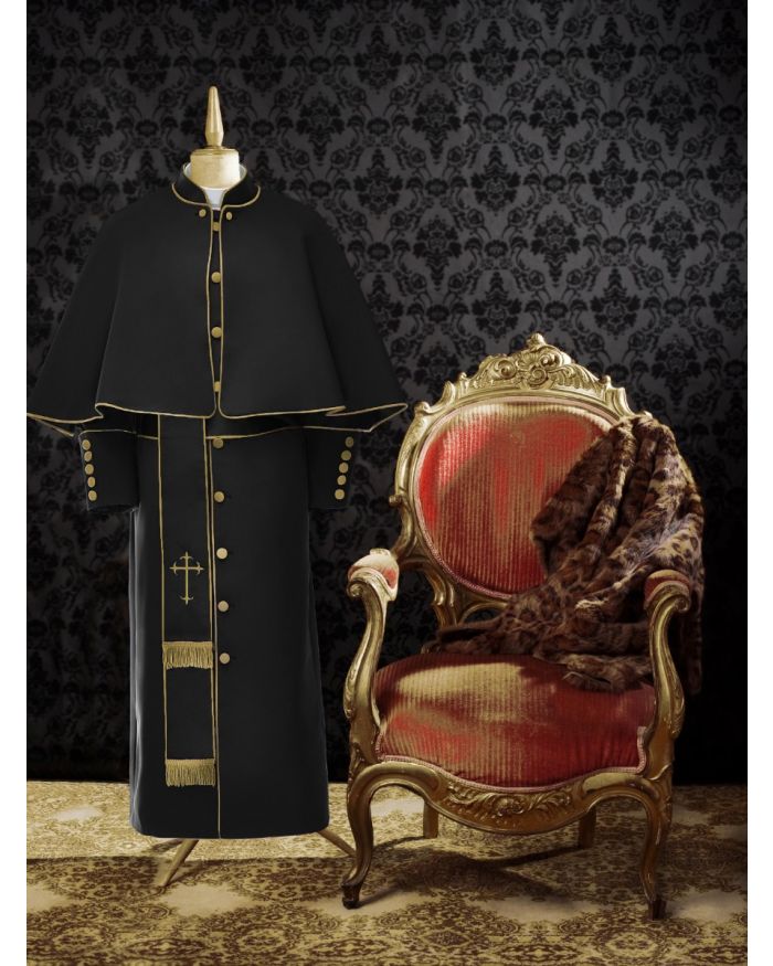 *Limited Exclusive* Women's Pastor/Clergy Robe Black/Deep Gold Luxury Ensemble