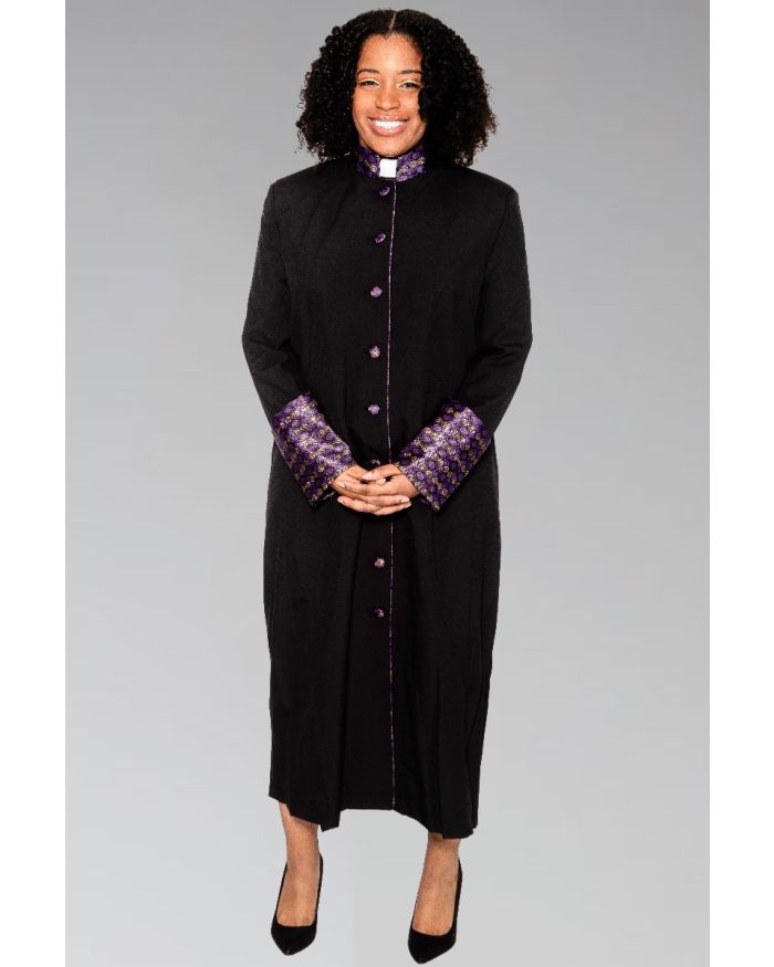 Ladies Black Clergy Robe With Special Brocade