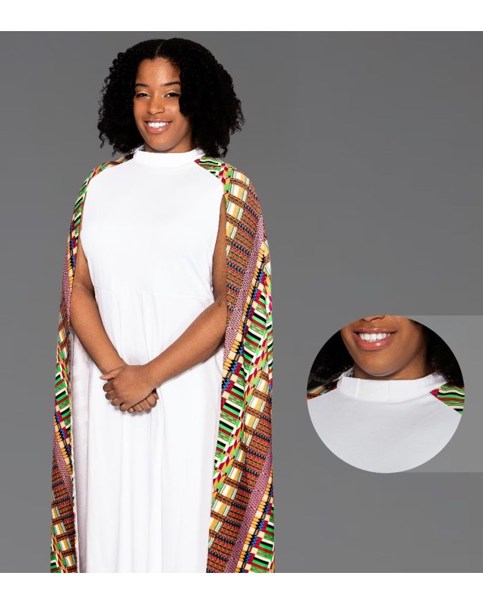 Modern Clergy Dress White with Kwangali Cape