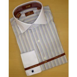 Men's Steven Land Dress Shirt - Multi Stripes DS-1049 (DS 1049) French ...