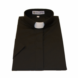 Women's Short-Sleeve Tab-Collar Clergy Shirt - Black | Ladies Clergy ...
