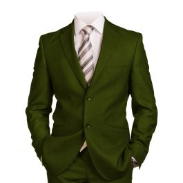 Men's Olive Buy One, Get One Free Suit - Italian Style Single-Breasted ...