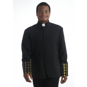 Men's Black and Gold Clergy Coat