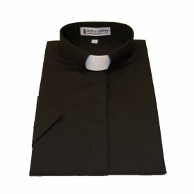 551. Women's Short-Sleeve Tab-Collar Clergy Shirt - Black