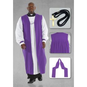 Bishop Purple Chimere and Clergy Rochet Set with Bishop Tippet