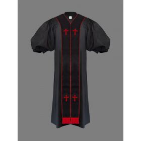 Clergy Pulpit Robe in Black & Red