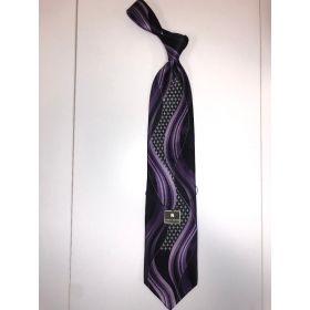 **Stacy Adams Premium Handmade Silk Neck Tie - Purple & Black Designo 