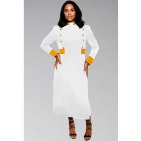 Custom Womens Clergy Dress in White and Gold Custom Contrast