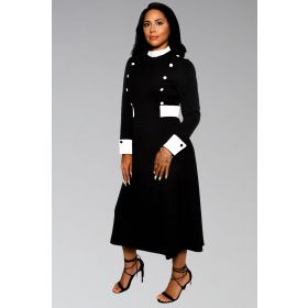 Women's Clergy Collar Dress in Black & White 