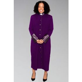 Ladies Clergy Robe Purple with Special Purple Brocade