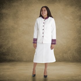 Women's White and Purple Clergy Suit