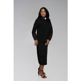 Ladies Clergy Suit in Black with Black Cuffs