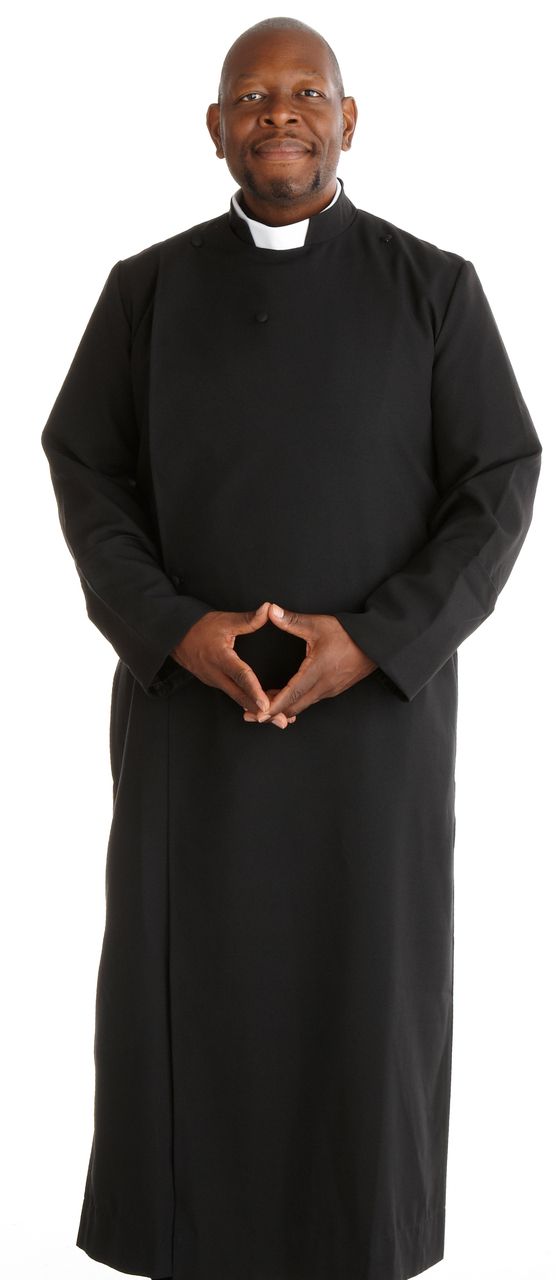 195 M. Men's Double-Breast Anglican Black Cassock 