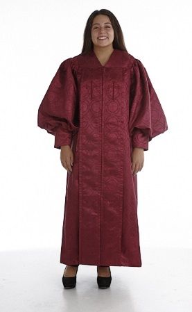 956 P. Men's & Women's Clergy Robe - Solid Burgundy Brocade 